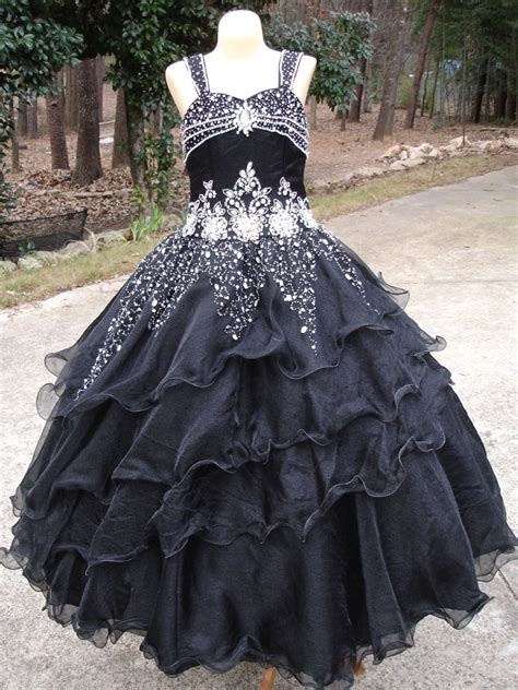 2013 Cute Black Layered Skirt Sugar Pageant Dress Gown Custom Flower
