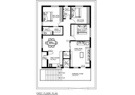 Best D Cad Drawing First Floor Plan Of Modern Bungalow Autocad File