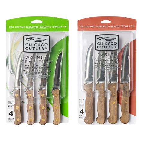 Chicago Cutlery 4piece Basics Steakhouse Knife Set And 4piece Walnut