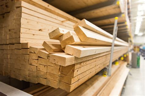 Stacks Of Lumber In A Large Warehouse Stock Photo Download Image Now