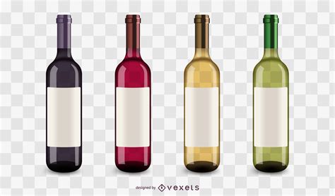 Wine Bottles Icons Set Vector Download