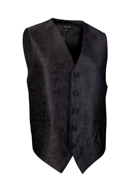 Formal Black Paisley Vest Cheap