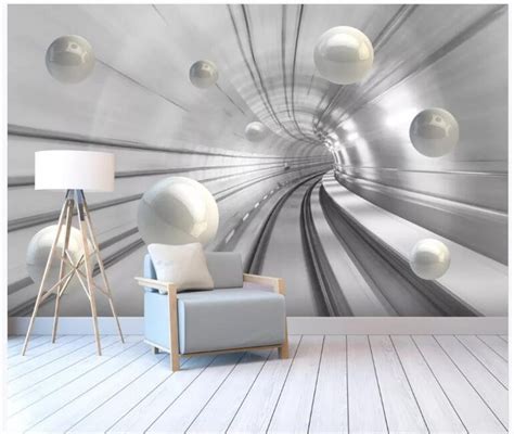 Modern Abstract Tunnel Space Sphere 3d Background Wallpaper Wall Mural