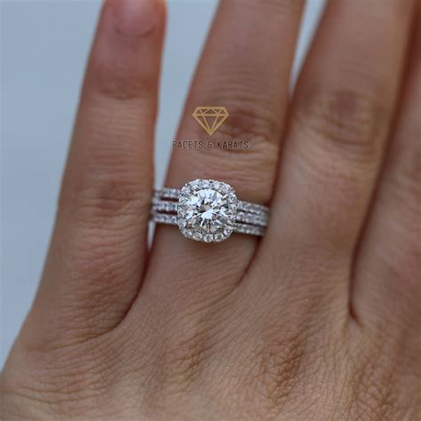 Halo Engagement Rings With Wedding Band Wedding Rings Sets Ideas