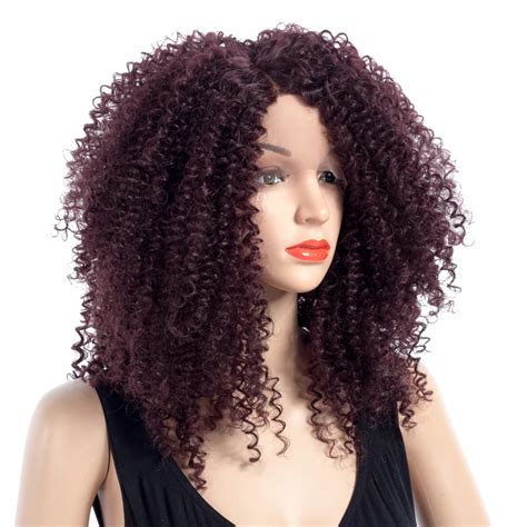 Buy Elegant Muses Afro Curly Synthetic Lace Front Wigs