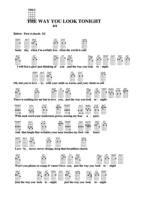 Chord Chart The Way You Look Tonight Printable Pdf Download