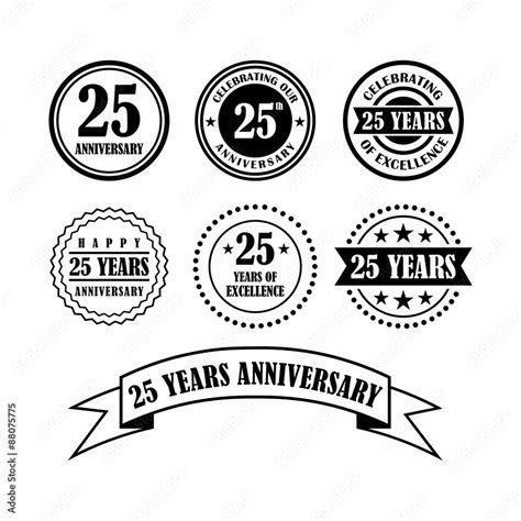 Celebrating 25 Twenty Five Year Anniversary Badge Stock Vektorgrafik
