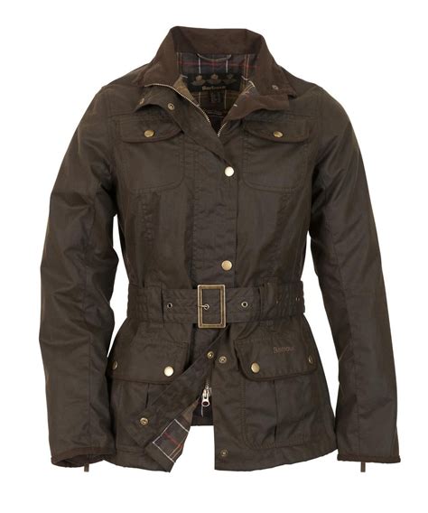 Womens Barbour Belted Utility Waxed Jacket Olive Barbour Jacket