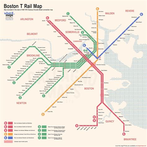 Boston T Map Recreated In The Style Of 1967 Nyc Subway Chrystie Street