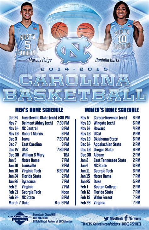 Printable Unc Basketball Schedule