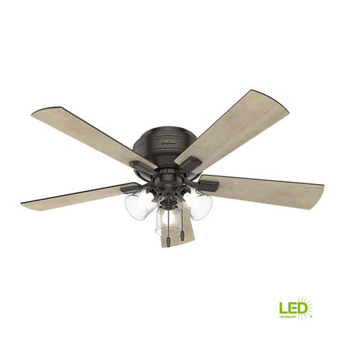Fan categories all ceiling fans led ceiling fans flush mount ceiling fans outdoor ceiling fans fans with lights small fans fans with remote top lighting manufacturers incorporate low profile ceiling lights into a larger line of fixtures, making it easy to coordinate these with sconces, pendants. Hunter Crestfield 52 in. LED Indoor Low Profile Noble ...