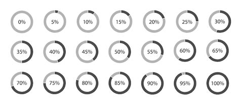 Free Vector Circle Percentage Diagrams Set Isolated On A White