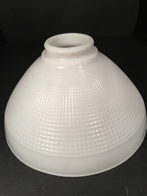 Vintage Corning White Milk Glass Waffle Torchiere Lamp Shade