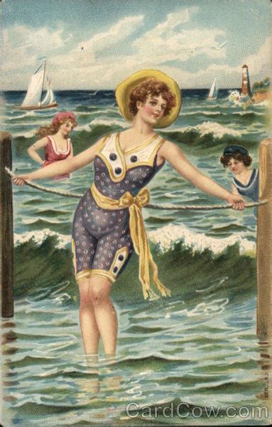 Vintage Bathing Beauties Swimsuits And Pinup Postcard