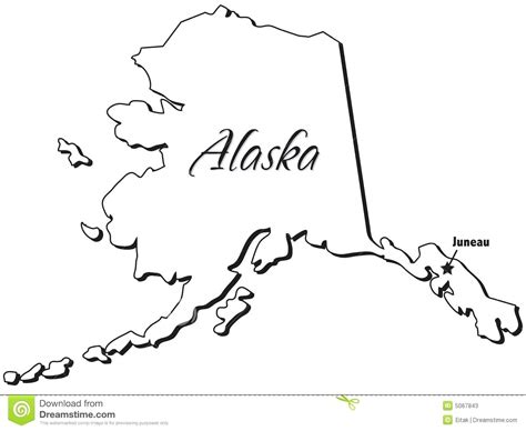 Alaska State Map Outline Sketch Coloring Page