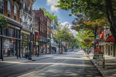 Premium Photo A Bustling Main Street Lined