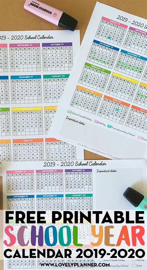 The Free Printable School Year Calendar Is On Top Of A Table With