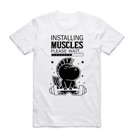 Installing Muscles Men Print Funny T Shirt Short Sleeve O Neck Summer