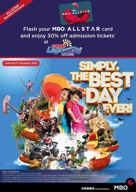 Apply member card to enjoy free tickets in birthday month. Flash your MBO ALLSTAR card at Sunway Lagoon to enjoy ...