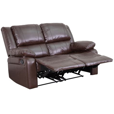 Flash Furniture Harmony Series Brown Leather Sofa With Two Built In