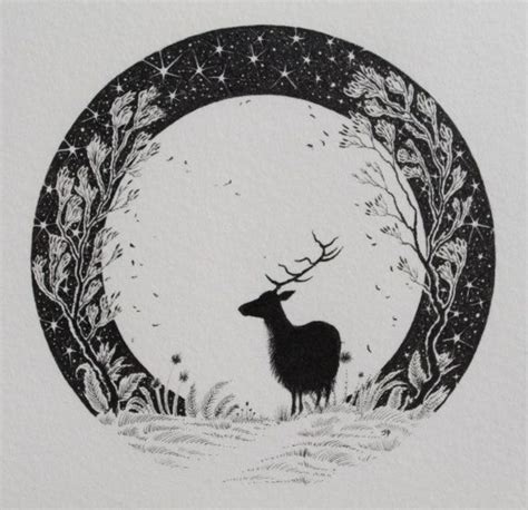 Image Result For Full Moon White Ink Tattoo Stag Symbolism Deer Art