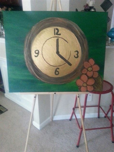 Clock And Flowers Acrylic On Canvas Decor Home Decor Furniture