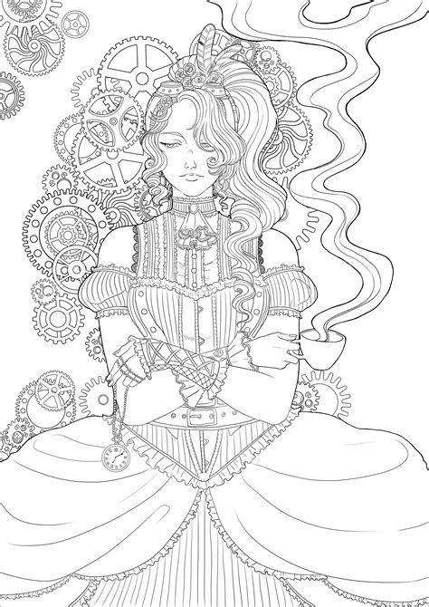 Steampunk Coloring Pages Free Steampunk Clock The Art Of Images