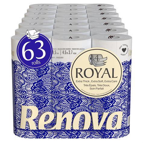 Renova Royal 63 Rolls 4 Ply Soft Luxury White Toilet Paper Tissue