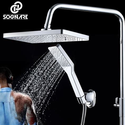 Sognare Chrome Polish Square Shower Headhand Shower Abs Plastic Water Saving Handheld Rain
