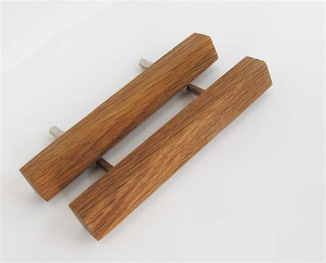 Wooden Drawer Pulls 2 Oak Wood Drawer Handles Modern Cabinet Etsy