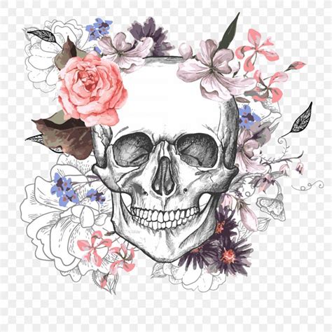 Calavera Skull Flower Day Of The Dead Png 1000x1000px Calavera Art