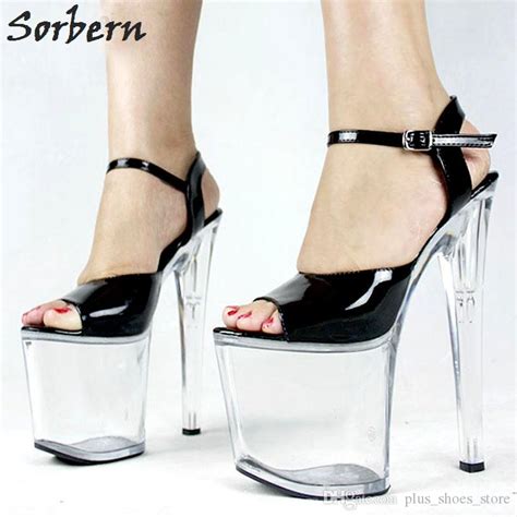 20cm Ultra High Heel Sandals Pvc 9cm Platform Sandals