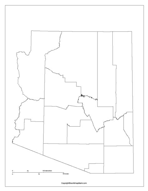 Printable Blank Map Of Arizona Outline Transparent Png Map