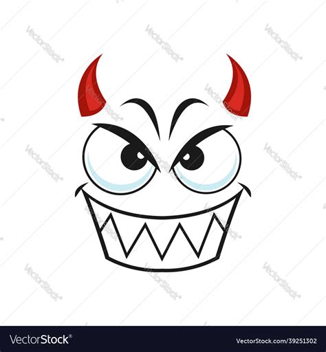 Devil Satan Emoticon With Horns Isolated Emoji Vector Image