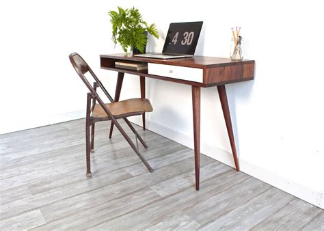 This Mid Century Walnut Laptop Desk Is Lean In Dimension And Can