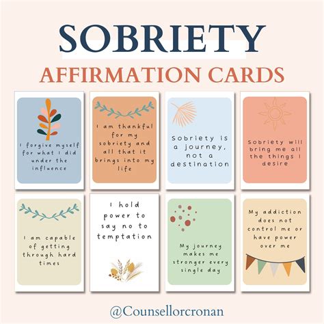 Sobriety Affirmation Cards Aa Recovery Addiction Coping Etsy Hong Kong