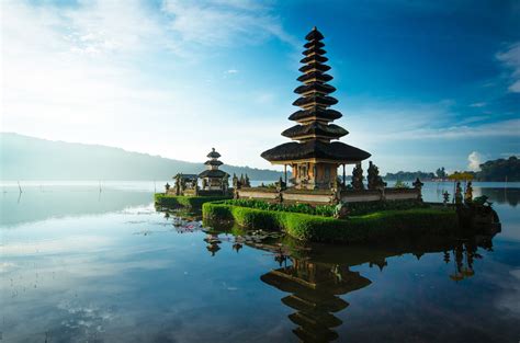 Brown Temple Photography Water Reflection Bali Hd Wallpaper