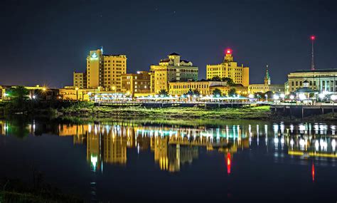 Monroe Louisiana City Skyline At Night Photograph By Alex Grichenko