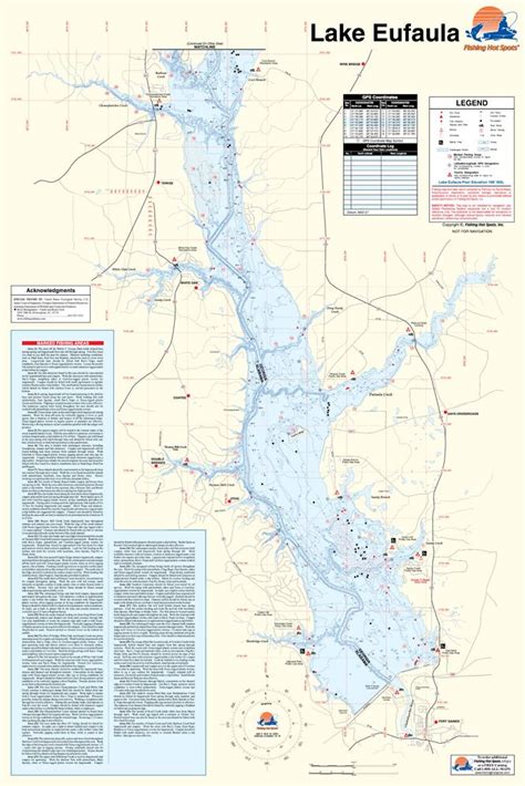 Lake Eufaula Map Alabamageorgia Waterproof Map Fishing Hot Spots