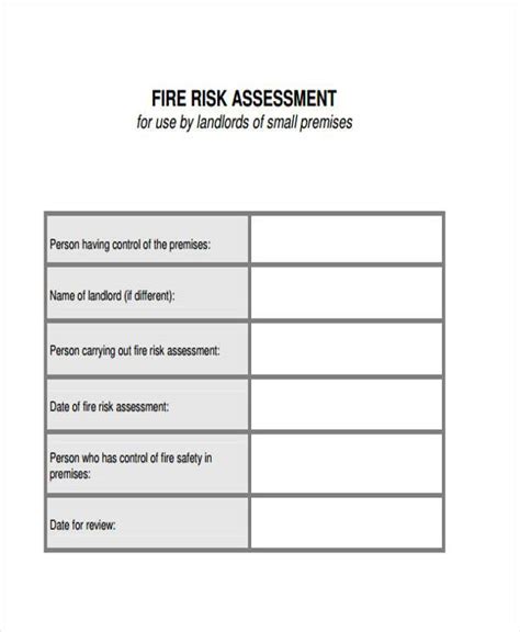 Free Fire Risk Assessment Forms In Pdf Excel