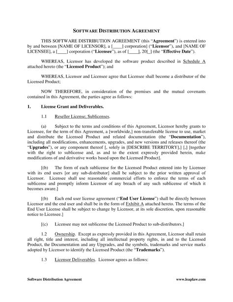 exclusive distribution agreement template free