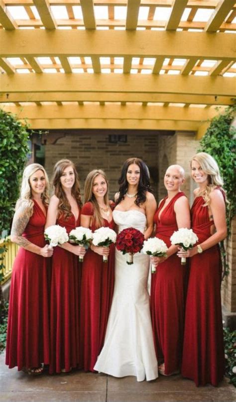 Dark Red Bridesmaid Dress Different Style Chiffon Bridesmaid Prom