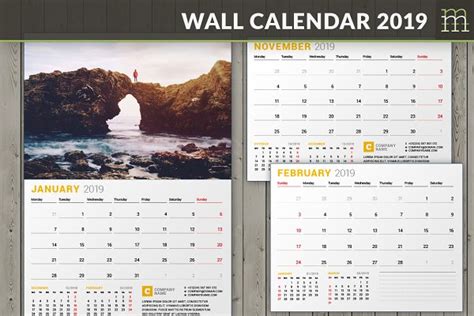 Wall Calendar 2019 Wc027 19 Creative Indesign Templates Creative