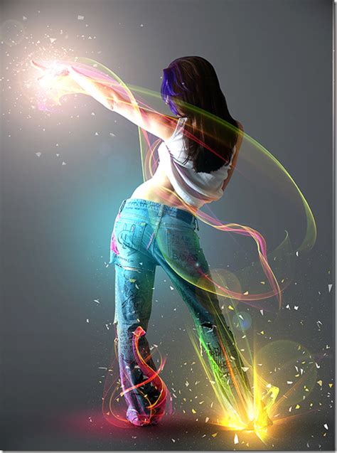 15 Beautiful Light Effects Photoshop Tutorials 2010 Dance Photo