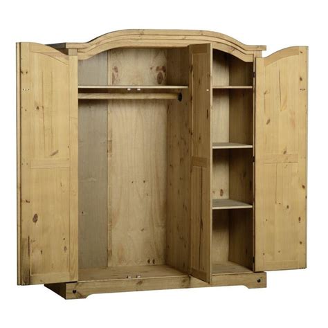 Corona 3 Door Wardrobe In Distressed Waxed Pine — The Furniture Mega Store