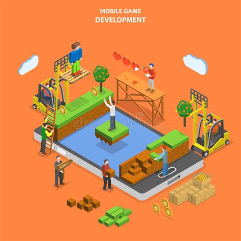 The beginner's guide to android game development. Mobile Game Development Flat Isometric Vector. Stock ...