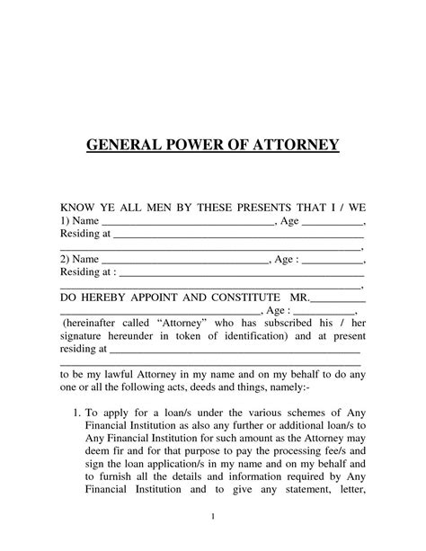 General Power Of Attorney Template Addictionary