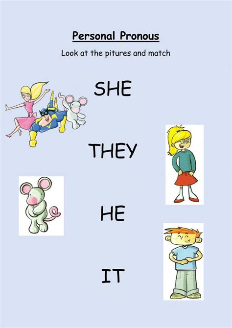 Personal Pronouns She He It They Interactive Worksheet In 2020 Personal Pronouns English