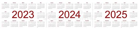 Simple 2025 Year Calendar Stock Vector Illustration Of English 116053222