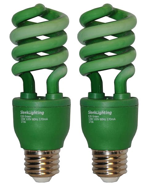 Bulb Light Cfl Spiral Green Watt 13 Sleeklighting 120volt 2 Of Pack